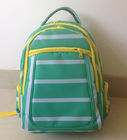 OEM ODM สีเขียวสีขาวโพลีเอสเตอร์ Striped High School Backpacks กับแล็ปท็อปพ็อกเก็ต
