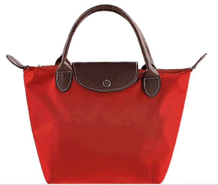 แฟชั่นผู้หญิงพับได้กระเป๋าถือกระเป๋าถือโพลีเอสเตอร์สีแดงโปรโมชั่น